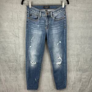 Judy Blue Jeans Womens 3/26 Blue Relaxed Fit Distressed Whisker Fading Pockets